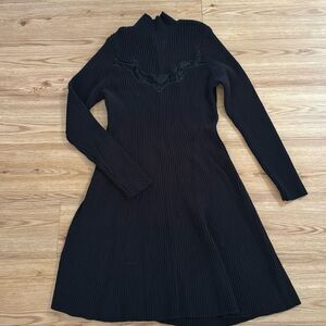 NWT Express Black Mock Neck Ribbed Knit Long Sleeve Sweater Dress Size XL
